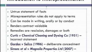 Misrepresentation Lecture 1 of 4 [upl. by Woodie]